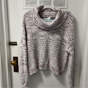 ADYP Collared Long Sleeve White With Pink Specks Women’s Sweater Size Large